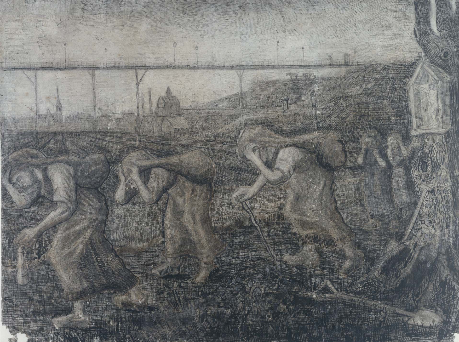Mijnwerkersvrouwen zakkend dragend -Van Gogh_ coll. Kroller Muller