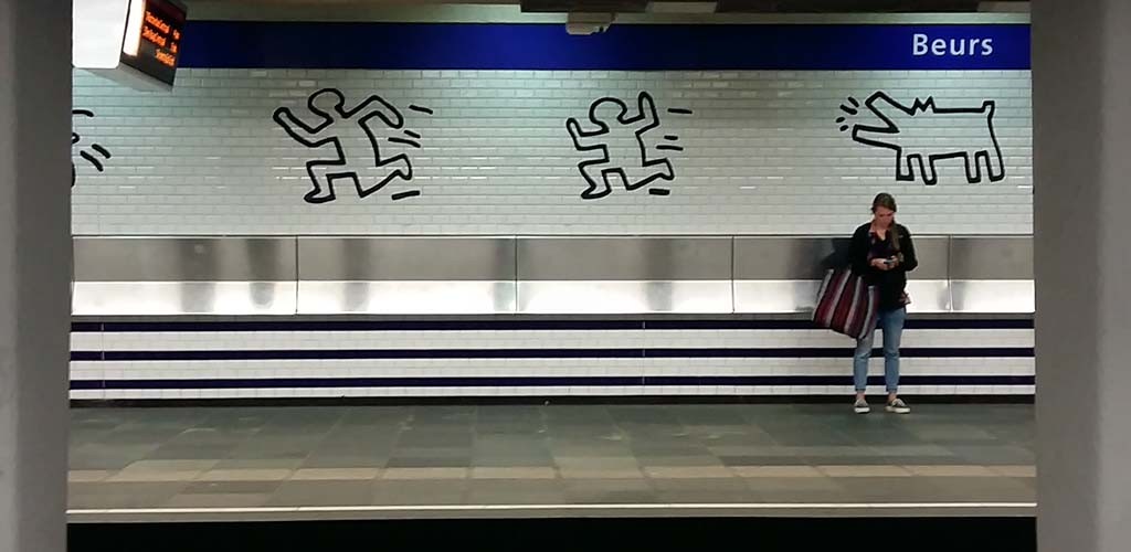 Kunstenaar en activist Keith Haring in metro Rotterdam De Kunsthal the political Line © Wilma Lankhorst