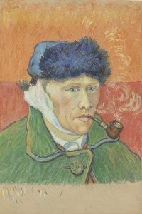 Emile Schuffenecker, Man met pijp (naar Van Goghs Zelfportret), ca. 1892-1900, krijt op papier coll Van Gogh Museum, Amsterdam (Vincent van Gogh Stichting) LR