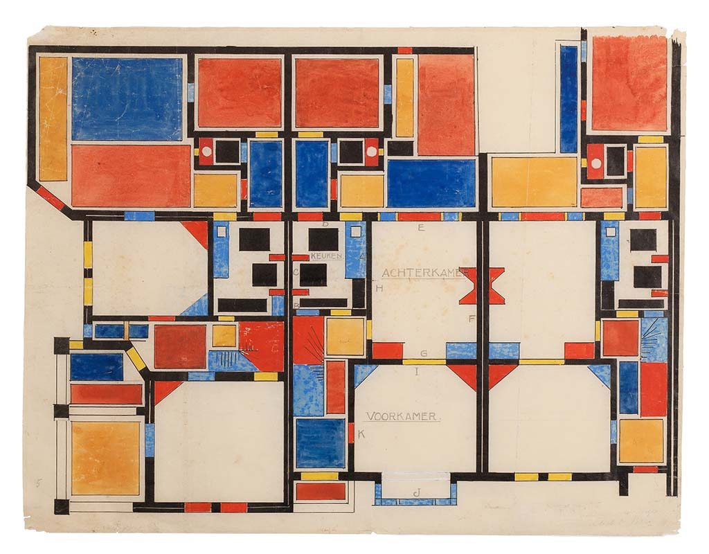 Theo van Doesburg kleurencompositie-II-begane-grond-Papegaaienbuurt-1921.-Museum-Dr8888