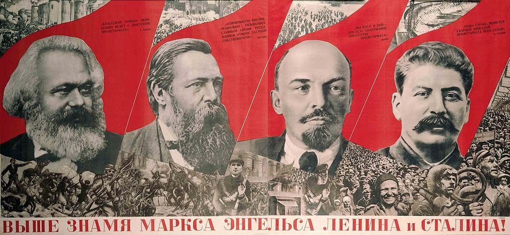 Red Stars Over Russia Gustav-Klutsis-Under-the-Baner-of-Marx-Engels-Lenin-and-Stalin-1933-Red-Stars-over-Russia