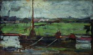 iet-Mondriaan-Polder-met-aangemeerde-boot-bij-Amsterdam-I-1899-1900.-Particuliere-collectie