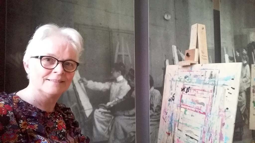 Worpswede Aula Modersohn Becker selfie-in-museumatelier-in-Rijksmuseum-Twenthe-©-foto-Wilma-Lankhorst.