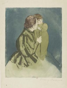 Mary_Cassatt_Moeder-en-kind-groene-jurk_-droge-naald-1894-coll-Jacques-Doucet-Paris