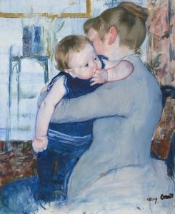 Mary_Cassatt_serie-moeder-en-kind-baby-in-bauw-pakje-1883-85-Coll-Cincinnati-Art-Museum