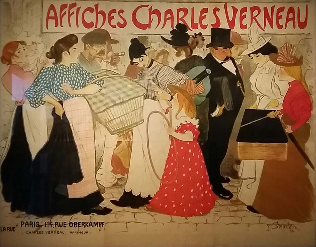 Prints in Parijs La-Rue-Affiches-Charles-Verneau-1896-Theophile-A.Steinlen-Van-Gogh-Museum-foto-Wilma-Lankhorst