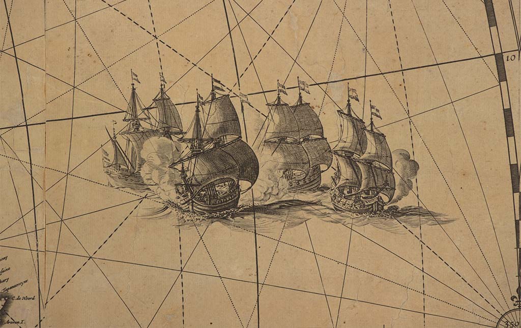 Wereldkaartt Blaeu detail-zeeslag-©-Scheepvaartmuseum-Amstedram