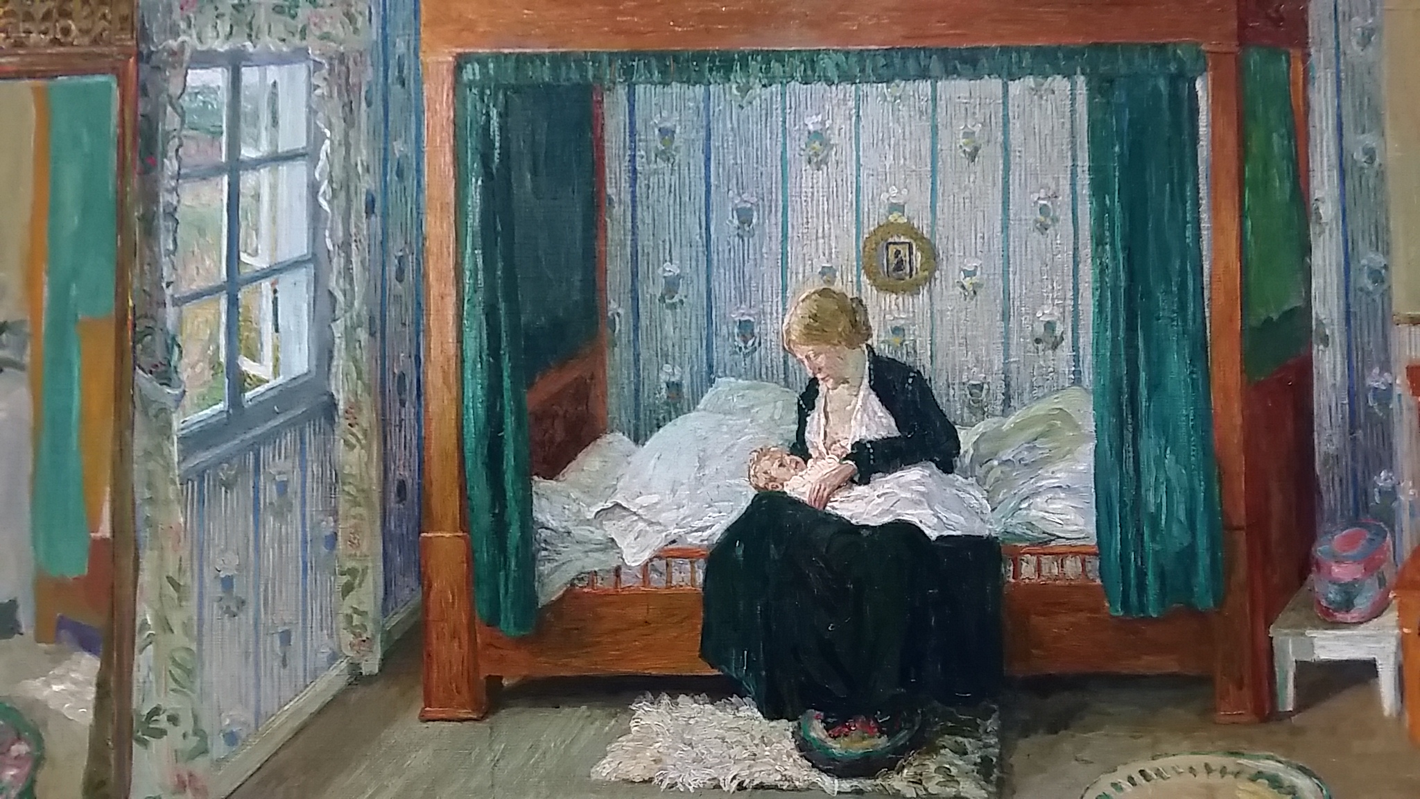 Heinrich Vogeler - vrouw met kind in slaapkamer