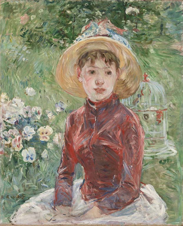 Morisot_Berthe_jeune_fille_herbe_corsage_rouge_mlle_isabelle_lambert_1885