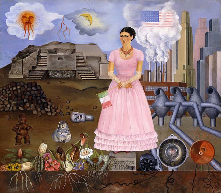 Frida-Kahlo-zelfportret-op-grens-ts-Mexico-en-VS-1932-©-Modern-Art-International-Foundation-Courtesy-María-and-Manuel-Reyero