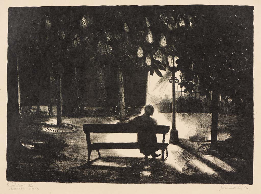 Zomer met Jeanne_Bieruma_Oosting - Méditation triste (serie Les solitudes 1934) lithografie - Collectie Museum Belvedere - schenking particulier.