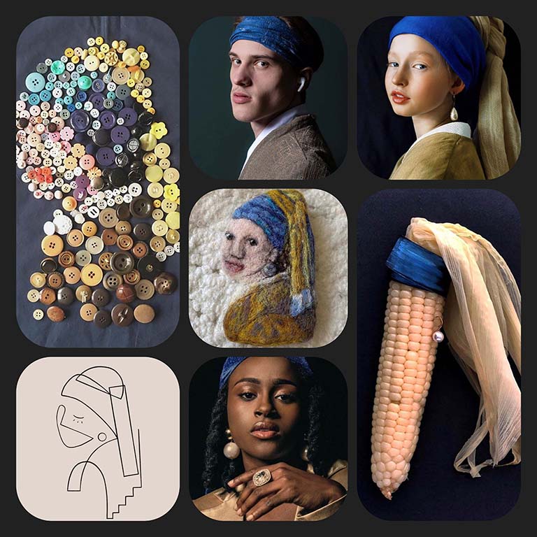 Mauritshuis, My gril with a pearl collage Wilma Lankhorst