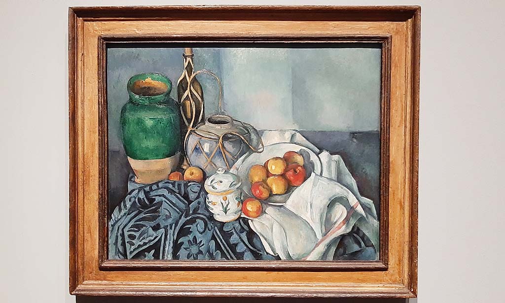 Paul Cézanne Studie, stilleven met kan, gemberpot en appels (1883-87) © Paul Cézanne © foto Wilma Lankhorst.