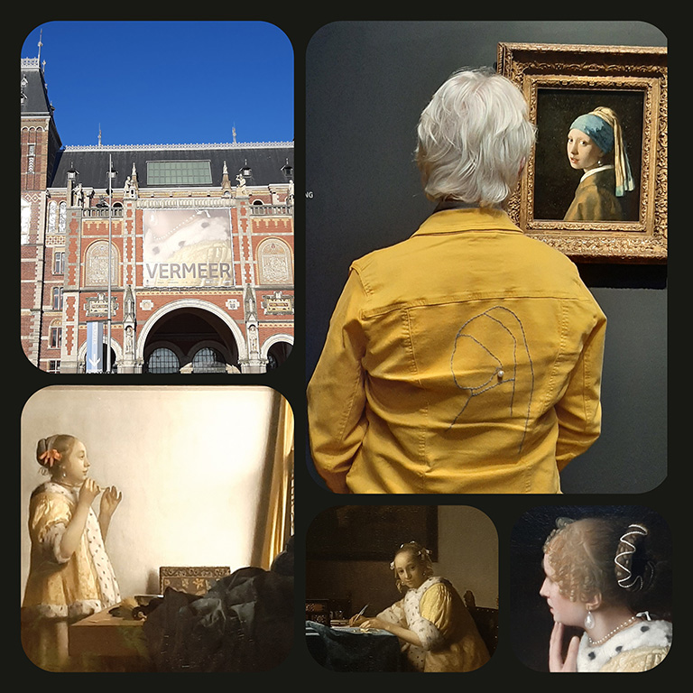 Vermeer_mania - collage (parel) meisje met gele jasje © collage Wilma_Lankhorst