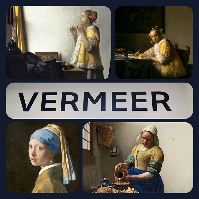 Vermeer_mania - collage vrouwen met gele jasjes © collage Wilma_Lankhorst