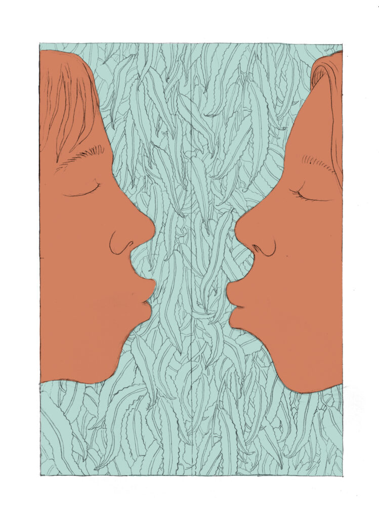 De eerste kus, campagnebeeld. Ontwerp Marc Weikamp, Museum STAAL Almen.