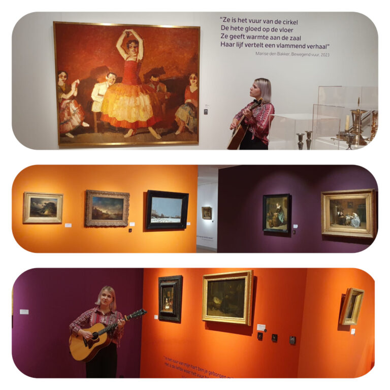 Achterhoek Hete Vuren, Marise den Bakker zingt bij enkele werken (workshop) © foto Dorien Hooman