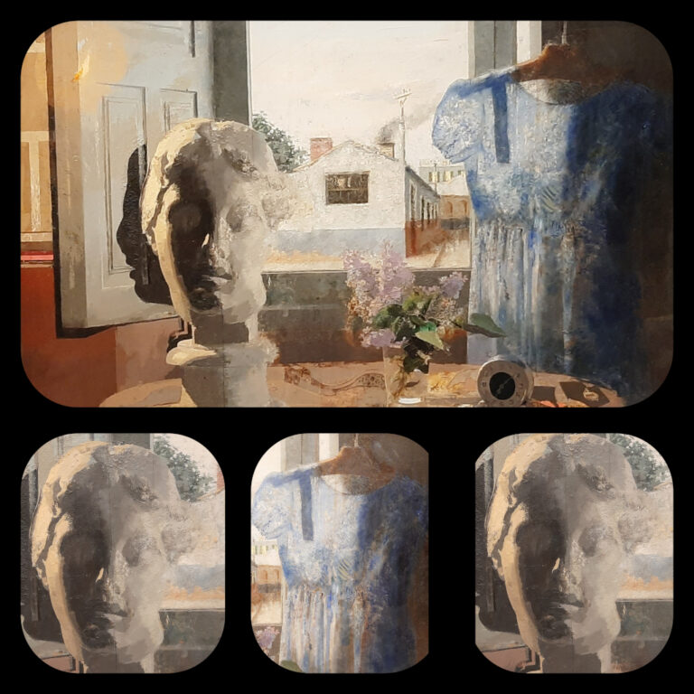 Antonio López Griekse kop en blauwe jurk (1985-2011) © Antonio López © foto Wilma Lankhorst.