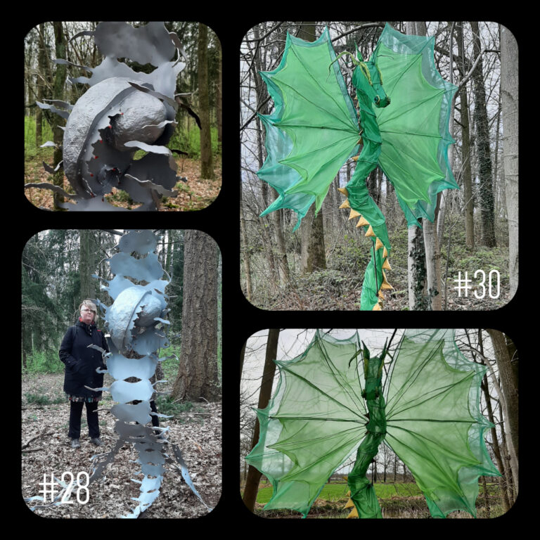 Kunstwandelroute l. Origin © Iris van Burghout en r. Chinese Draak © José Botterhuis © foto Wilma_Lankhorst.