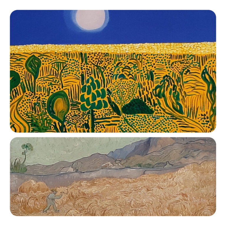 Matthew_Wong Coming of Age (2017) © M.Wong bover - onder Korenveld met maaire (1889) © Van Gogh © collage Wilma_Lankhorst