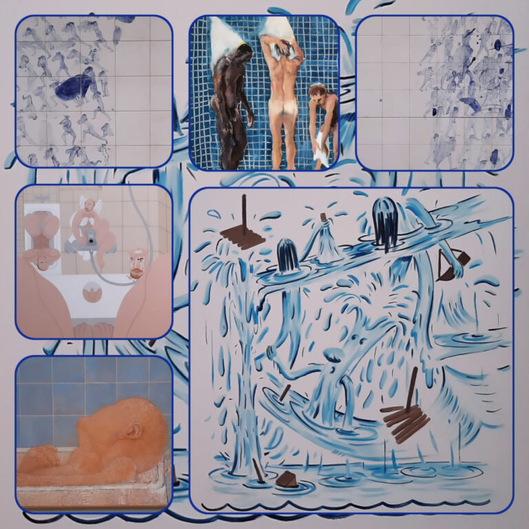Zomer 2024 Collage van badkamerscenes , rechts onder Pim Blokker © collage Wilma_Lankhorst.