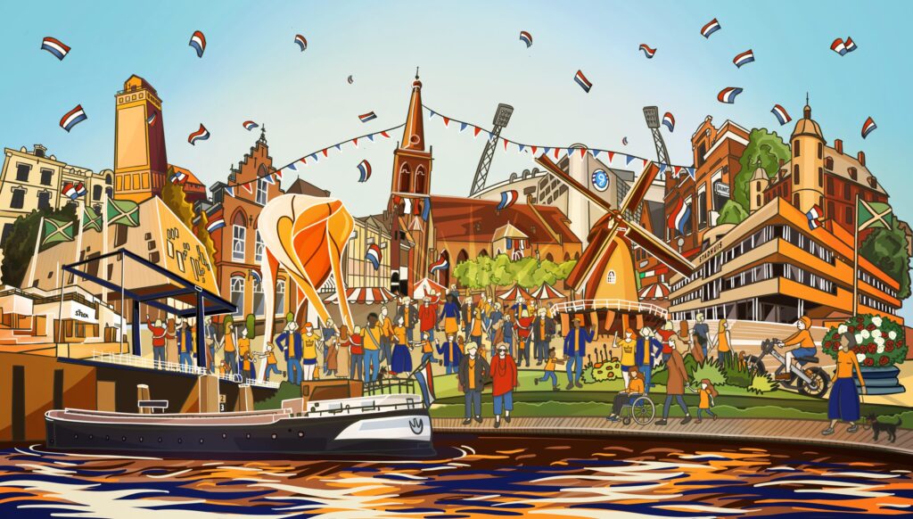 Koningsdag cartoon van Doetinchem april 2025.