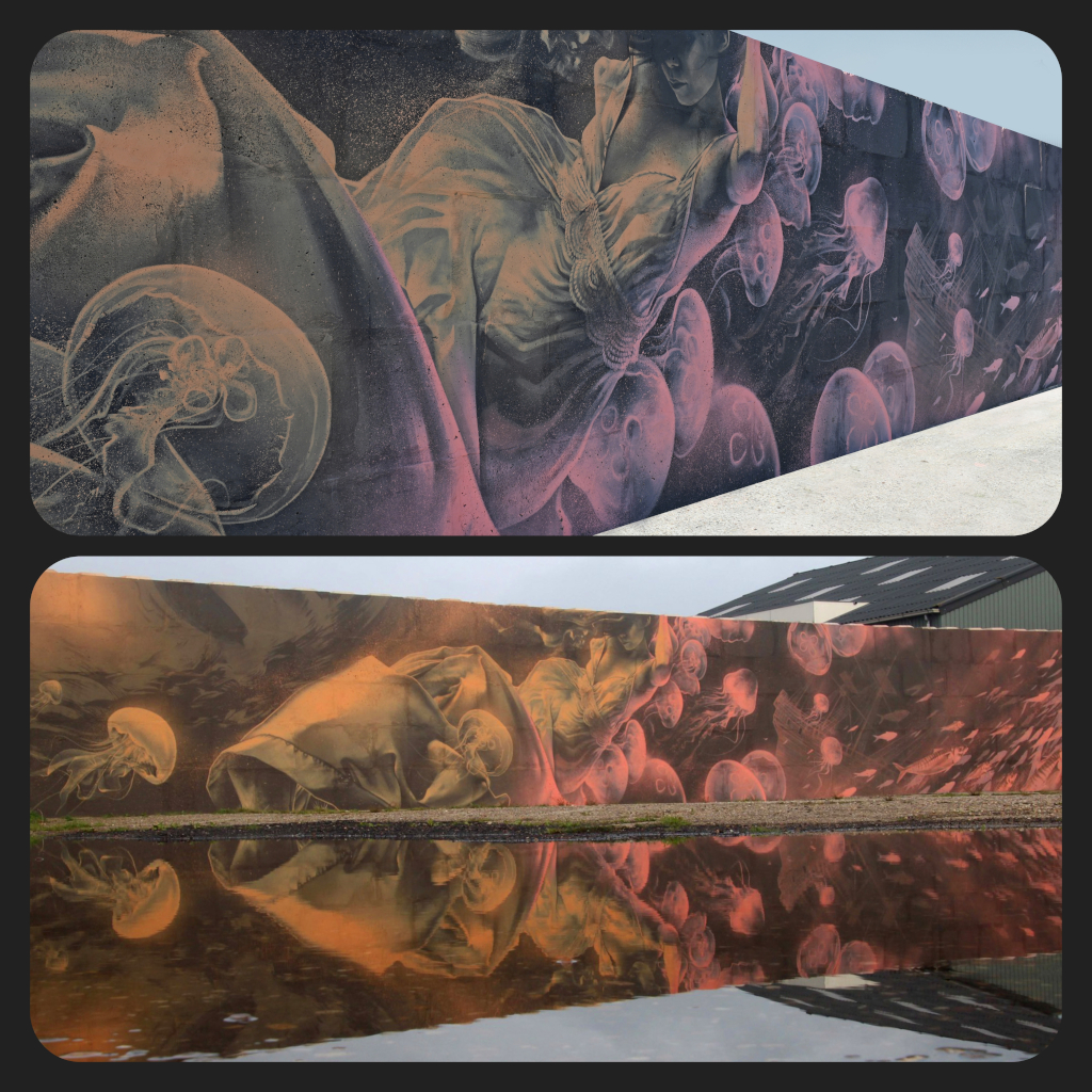 Kaap_Skil Street art kunstenaar Sidney Waerts liet zich inspireren door de jurk voor zijn Museum Mural © foto Sidney Waerts