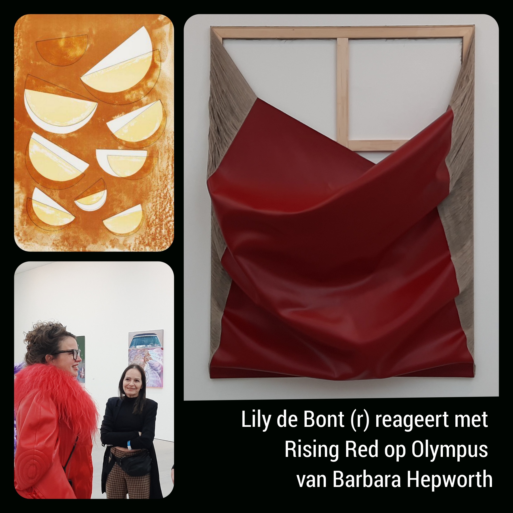 Saatchi Lily de Bont reageert met Rising Red op Olympus van Barbara Hepworth © fotocollage Wilma_Lankhorst.