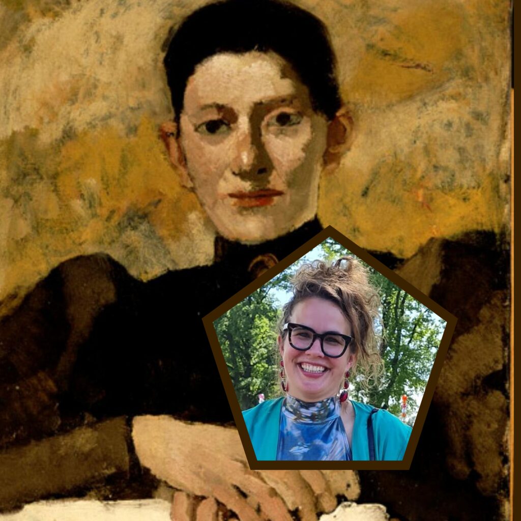 Saatchi voorjaar 2024, Louise te Poele staat op de schouder van Saar de Swart © fotocollage Wilma_Lankhorst.