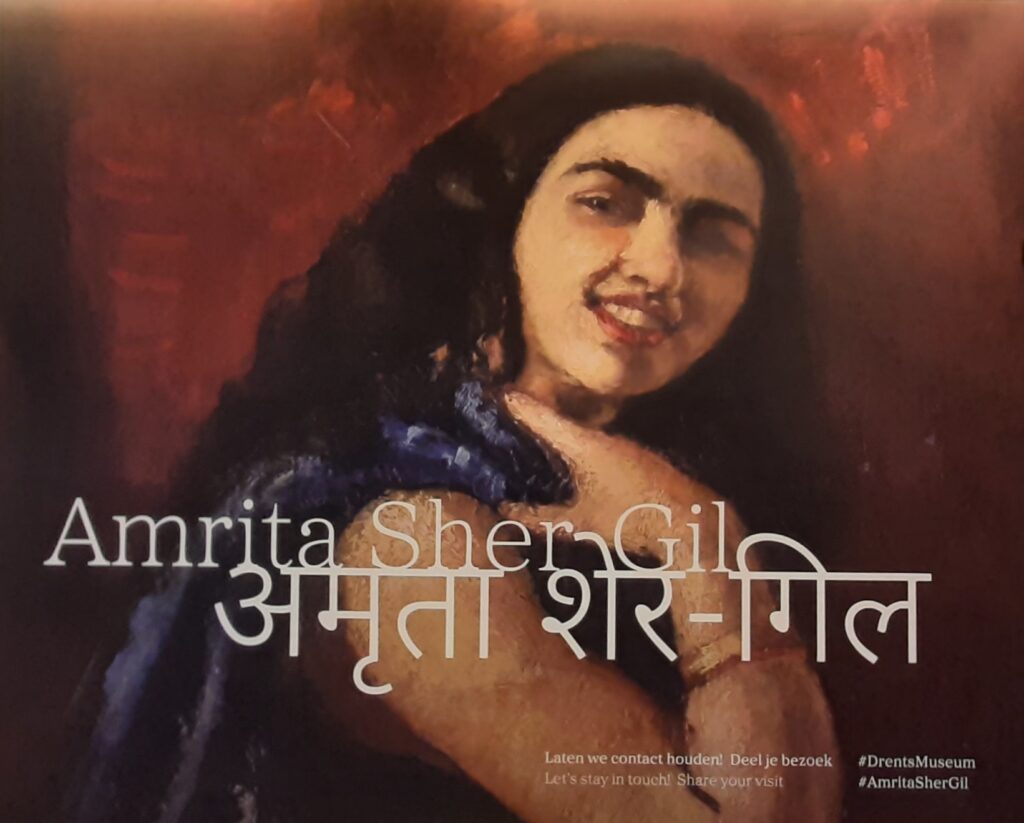 Amrita_Sher_Gil Zelfportret Parijs (1930) bij opening van de tentoonstelling © Amrita Sher-Gil © fotocollage Wilma_Lankhorst.